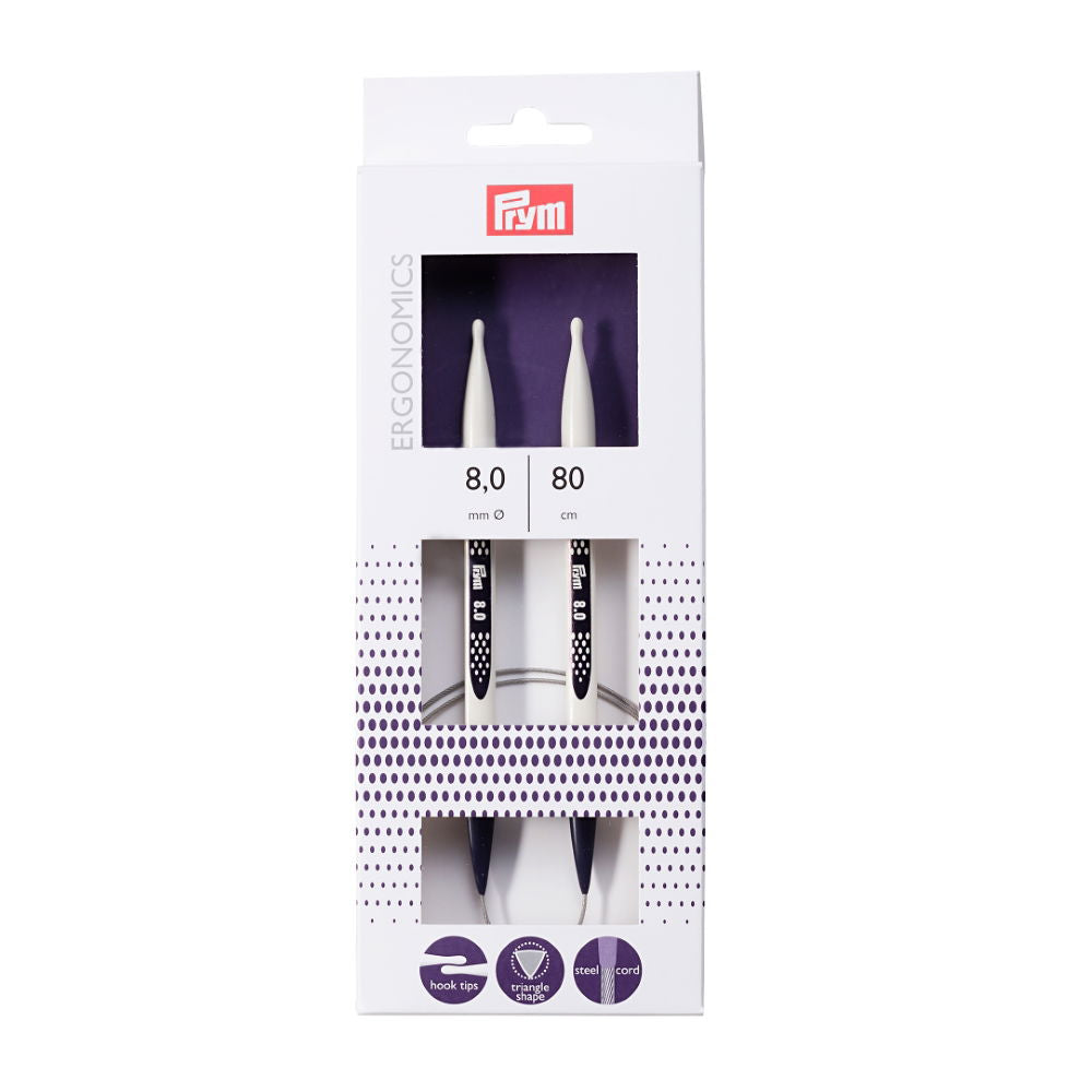 P215811 - PRYM ERGO CIRC KNIT PINS 80cm X 8mm