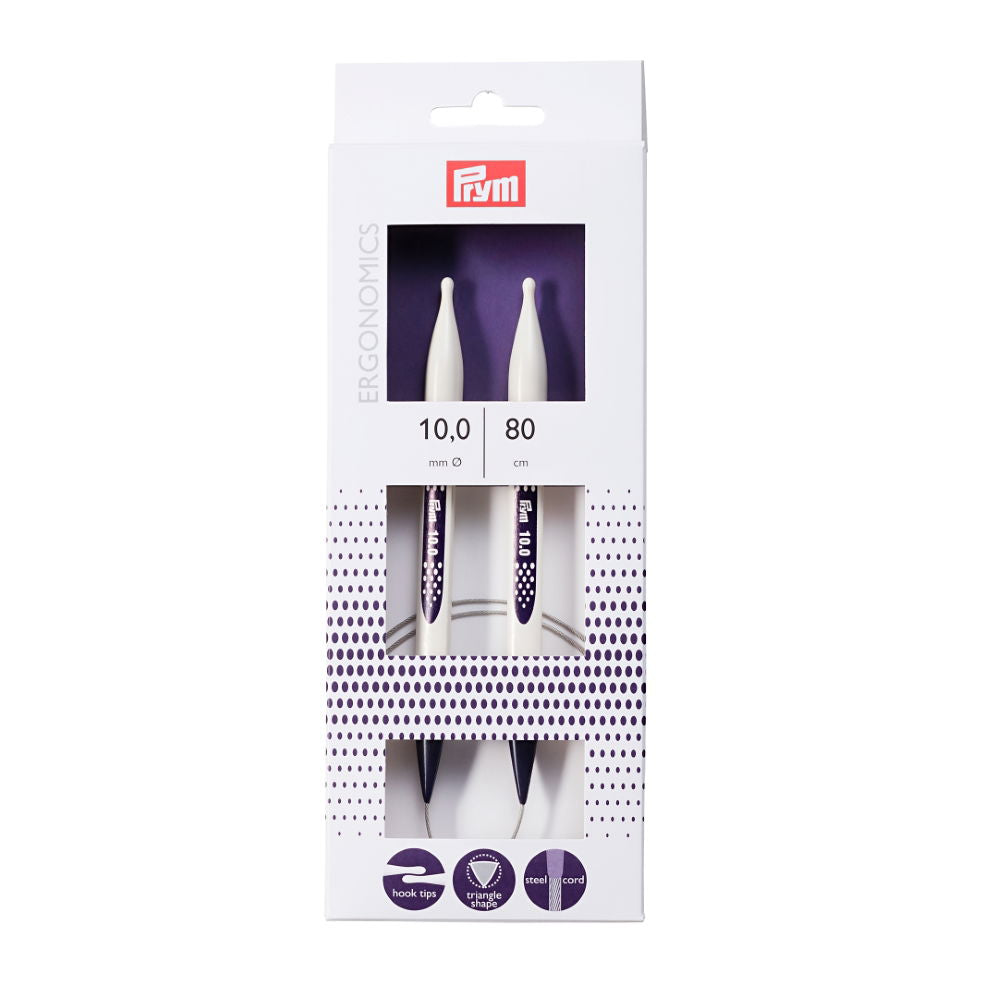 P215813 - PRYM ERGO CIRC KNIT PINS 80cm X 10mm