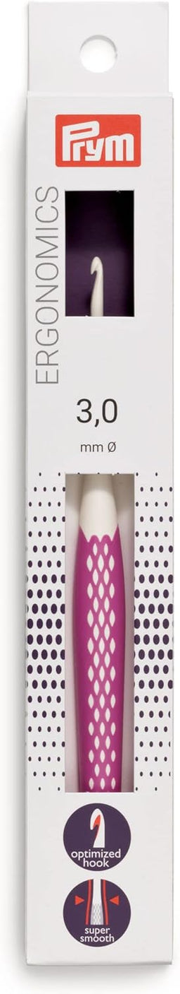 P218483  Crochet hook for wool plastic Ergonomics 3mm x 16cm pink
