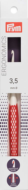 P218484  Crochet hook for wool plastic Ergonomics 3.5mm 16cm red