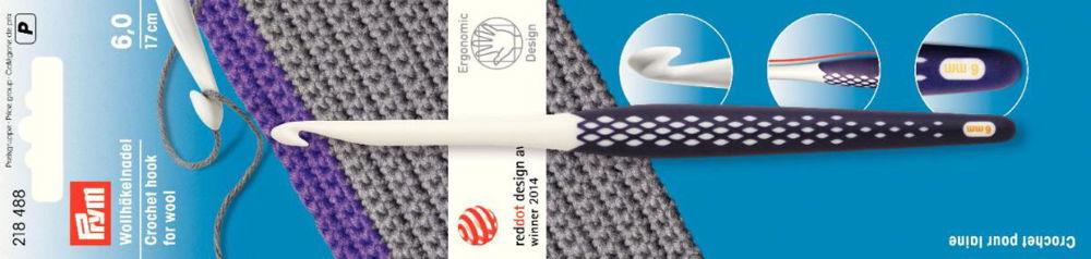 P218488 - PRYM ERGO CROCHET HOOK PLASTIC 17cm X 6mm WOOL