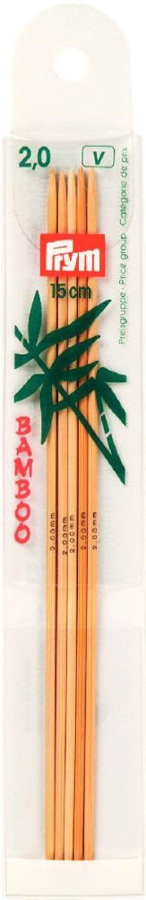 P221200 - PRYM BAMBOO GLOVE DOUBLE POINTED 15CM 2mm X 5PCS