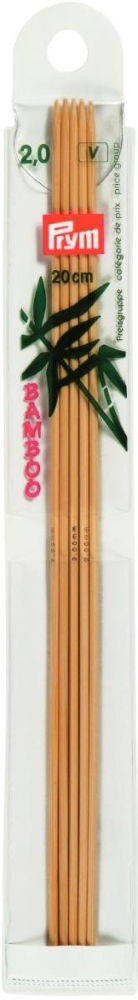 P221210 - Double-point/glove knit pins BAMBOO 20cm x 2mm x 5pc