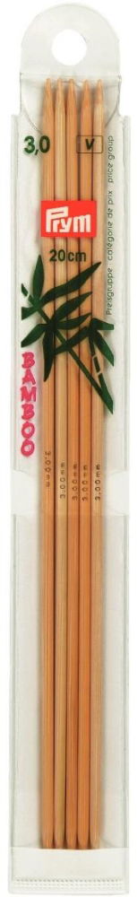 P221212 - Double-point/glove knit pins BAMBOO 20cm x 3mm x 5pc