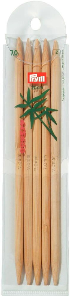 P221218 - PRYM BAMBOO DOUBLE POINTED 20CM 7mm X 5PCS