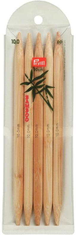 P221221 - PRYM BAMBOO DOUBLE POINTED 20CM 10mm X 5PCS