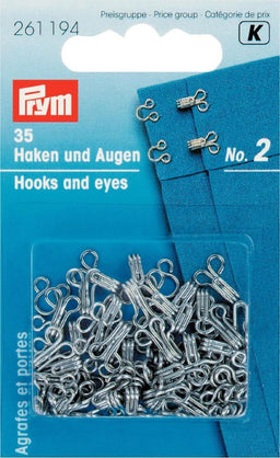 P261194 - Hooks and Eyes stainless. steel 2 silver col x 35pc
