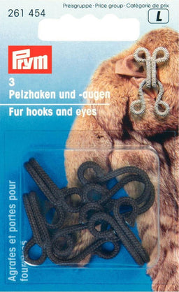 P261454 - Fur Hooks and Eyes brown covered x 3 pc