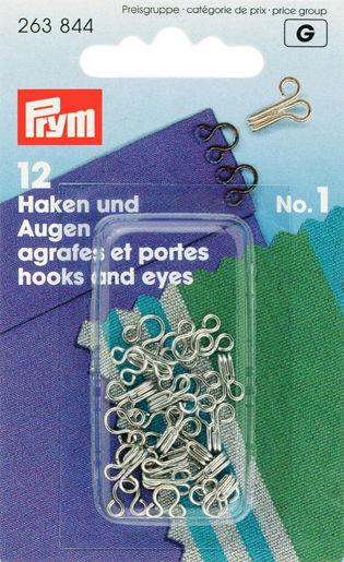 P263844 - Hooks and Eyes brass 1 silver x 12pc