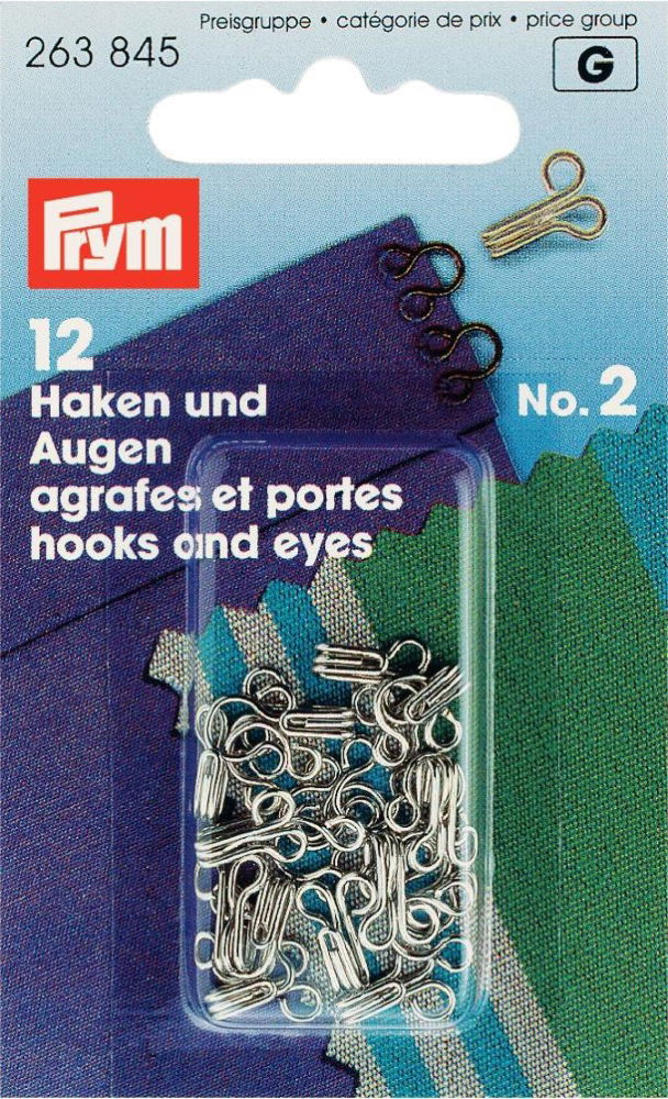 P263845 - Hooks and Eyes brass 2 silver x 12pc