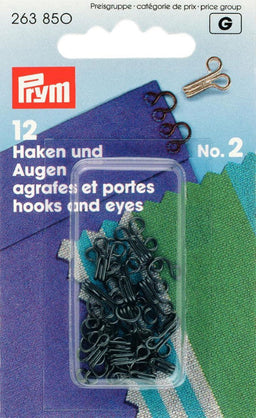 P263850 - Hooks and Eyes brass 2 black x 12pc