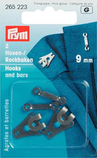 P265223 - Trouser and Skirt Hooks/Bars 9mm Black x 2pc