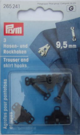 P265241 - Trouser and Skirt Hooks/Bars brass 9.5mm Black x 3pc