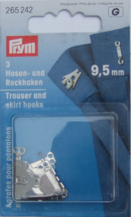 P265242 - Trouser and Skirt Hooks/Bars brass 9.5 mm silver x 3pc