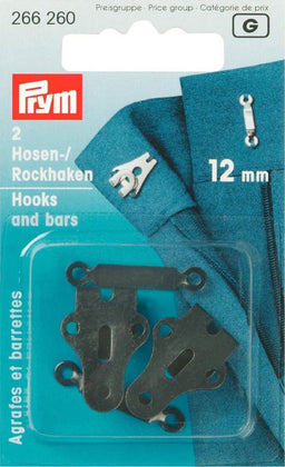 P266260 - Trouser and Skirt Hooks/Bars steel black 12mm x 2pc