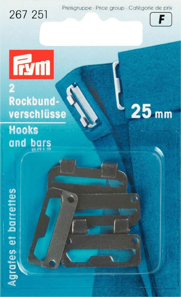 P267251 - Skirt Waistband Fasteners steel 25mm Black x 2pc