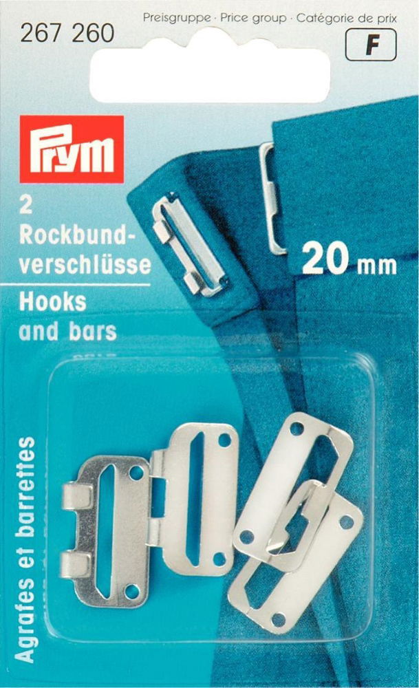 P267260 - Skirt Waistband Fasteners steel 20mm silver x 2pc