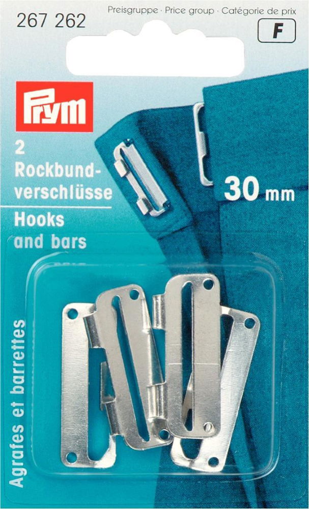 P267262 - Skirt Waistband Fasteners steel 30mm silver x 2pc