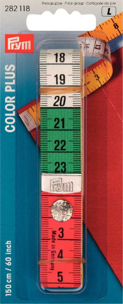 P282118 - Tape Measure Colour Plus  press fastener 150 cm 60 inch x 1pc