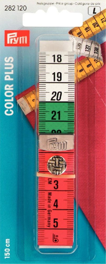 P282120 - Tape Measure Colour plus cm press fastener 150cm x 1pc