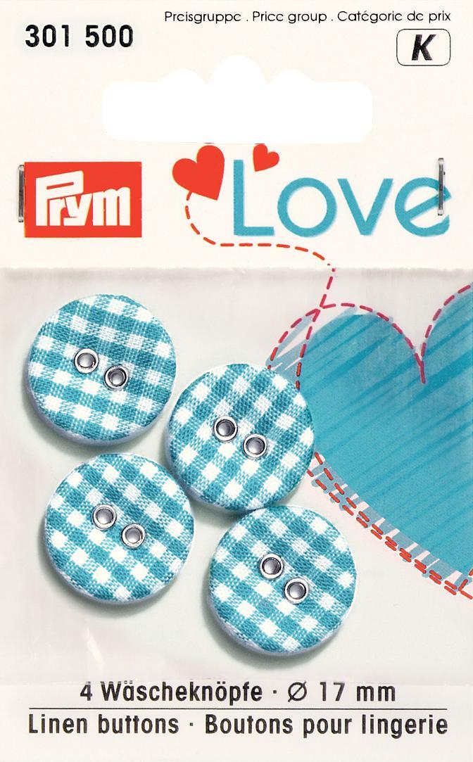 P301500  **Prym Love Linen buttons 17mm blue x 4pc