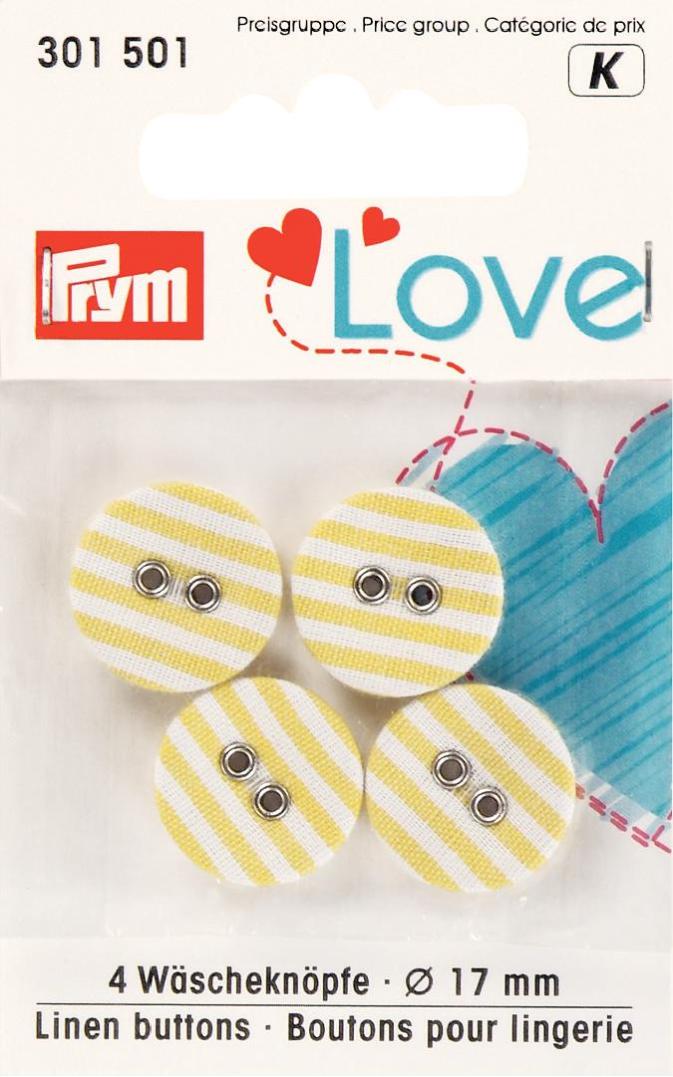 P301501  **Prym Love Linen buttons 17mm yellow x 4pc
