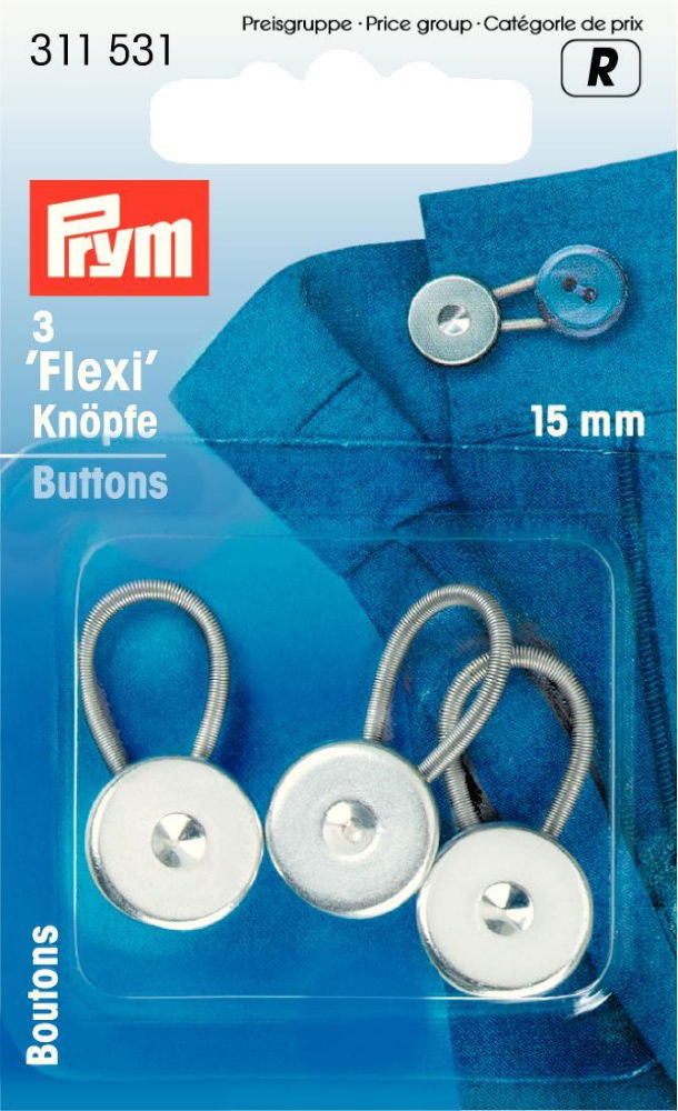 P311531 - Flexi Buttons with loop 15mm x 3pc