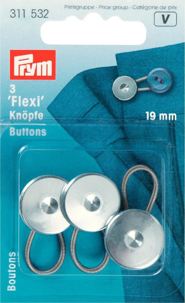 P311532 - Flexi Buttons with loop 19mm x 3pc