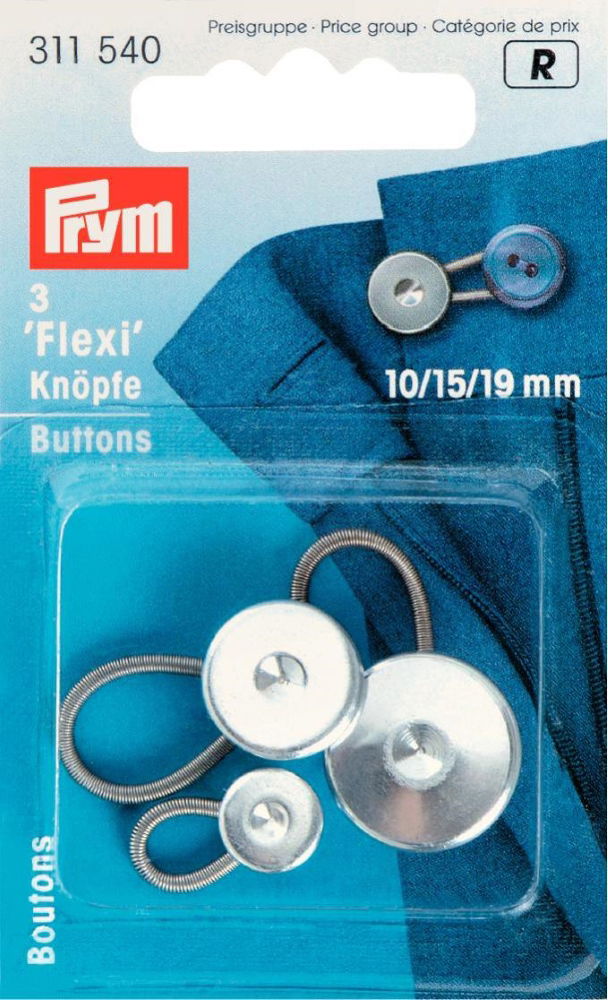 P311540 - Flexi Buttons with loop 10/15/19mm x 3pc