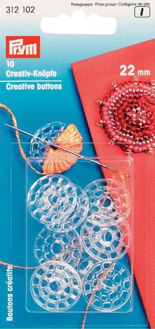 P312102 - Creative Buttons plastic 22mm transparent x 10pc