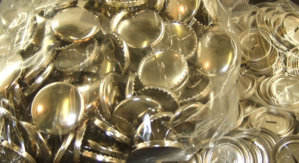 P323122 - Cover Buttons brass silver col 29mm without tool x 100pc