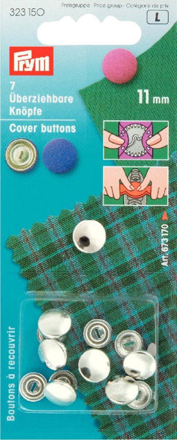 P323150 - Cover Buttons brass silver 11mm without tool x 7pc