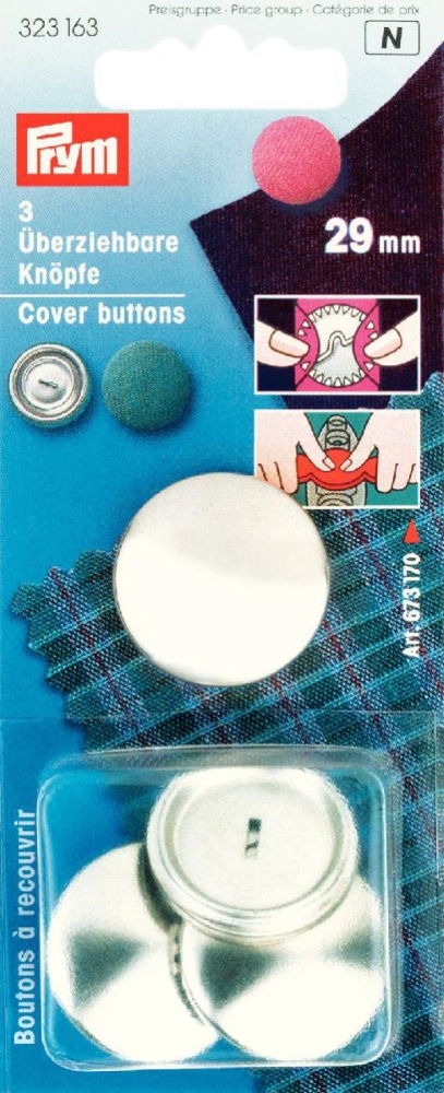 P323163 - Cover Buttons brass silver 29mm without tool x 3pc