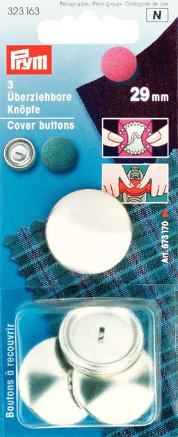 P323163 - Cover Buttons brass silver 29mm without tool x 3pc