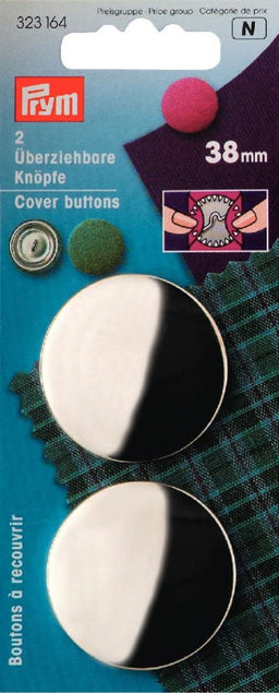 P323164 - Cover Buttons brass silver 38mm without tool x 2pc