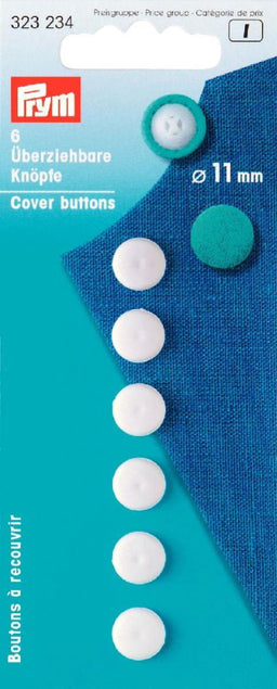 P323234 - Cover Buttons plastic white 11mm x 6pc
