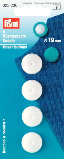 P323236 - Cover Buttons plastic white 19mm x 4pc