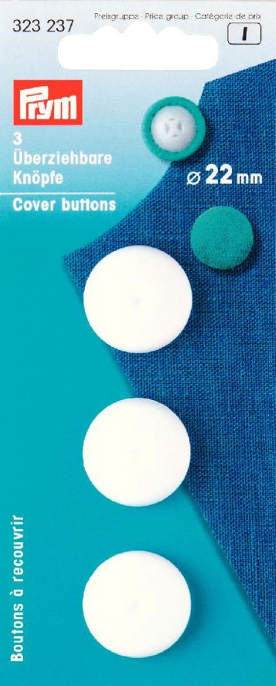 P323237 - Cover Buttons plastic white 22mm x 3pc