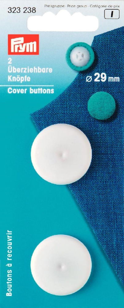 P323238 - Cover Buttons plastic white 29mm x 2pc (14/9/20)