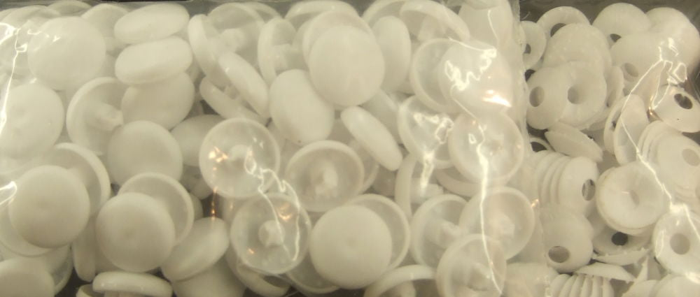 P323245 - Cover Buttons plastic white 19mm x 100pc