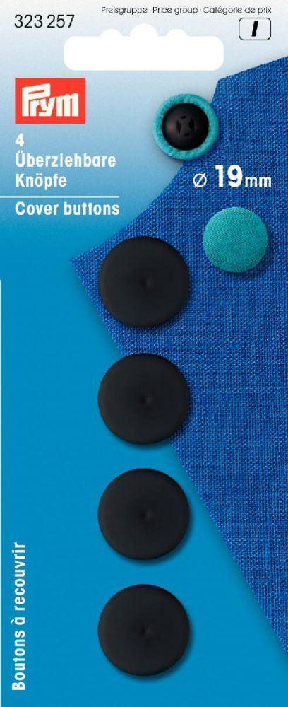 P323257 - COVER BUTTONS PLASTIC 19MM BLACK 4PCS