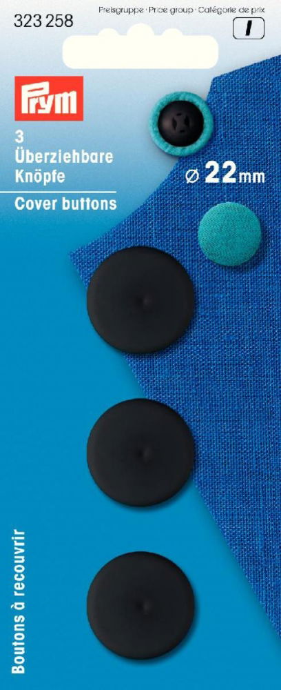 P323258 - COVER BUTTONS PLASTIC 22MM BLACK 3PCS
