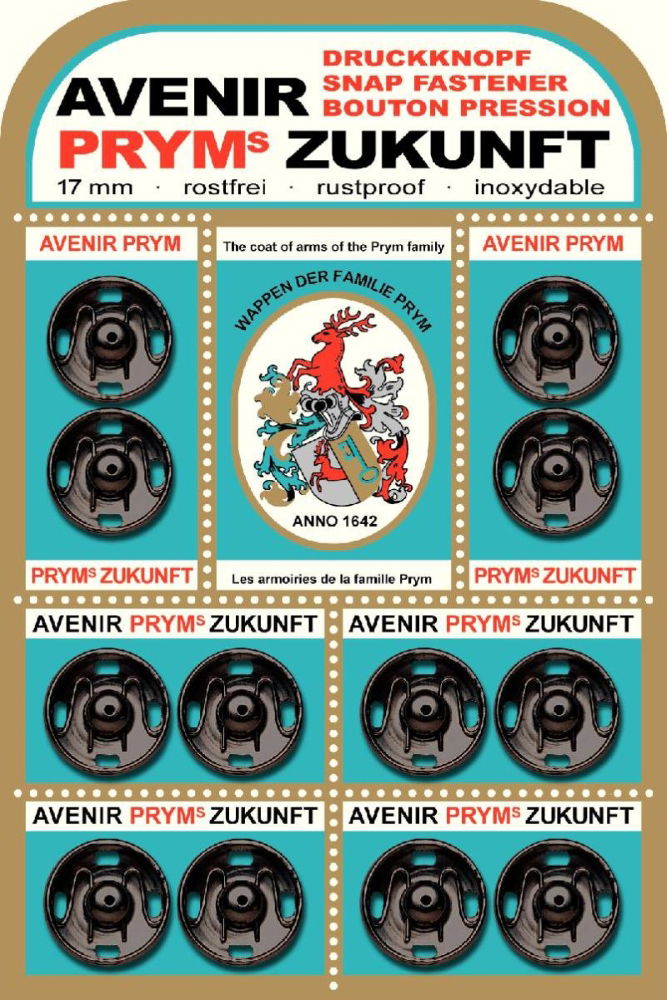 P341135 - SEW ON SNAP FASTENERS ZUKUNFT BRASS 17mm BLACK 12 PCS