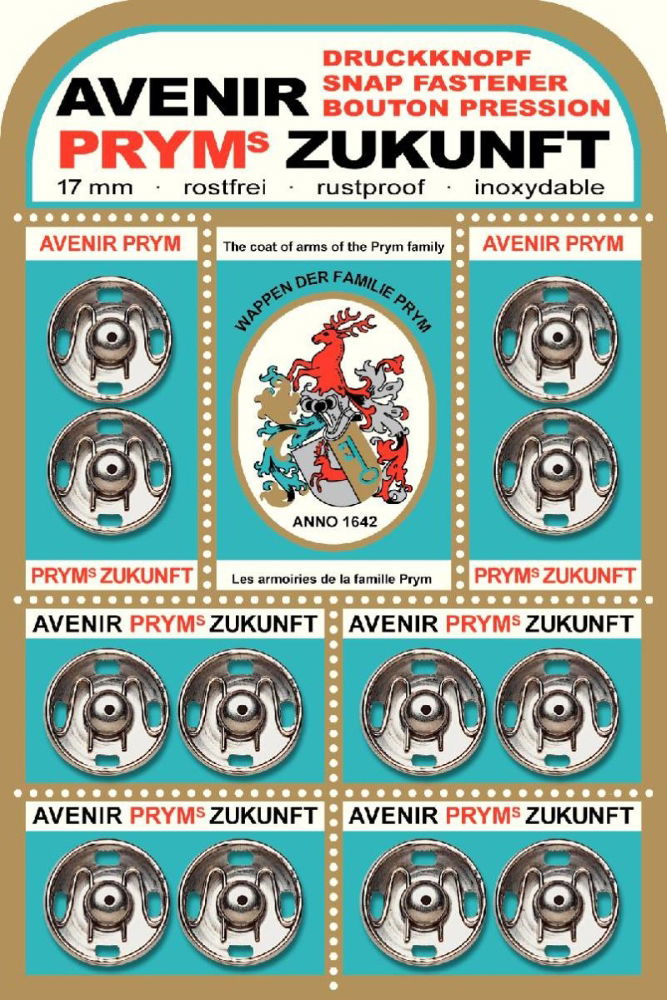 P341220 - Sew-On Snap Fastener Zukunft brass silver 17mm x 12pc