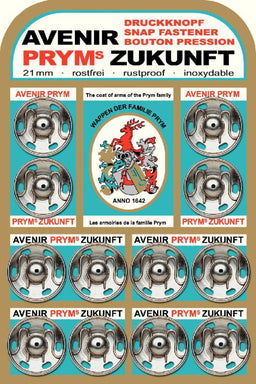 P341222 - Sew-On Snap Fastener brass silver 21mm 12pc