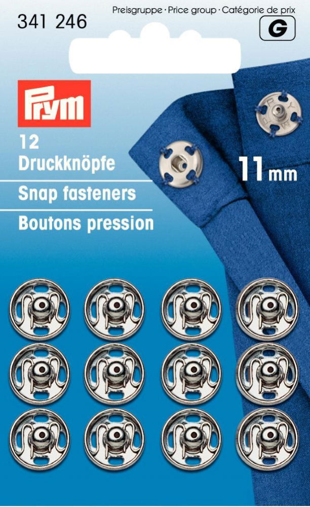 P341246 - Sew-On Snap Fastener brass silver 11mm x 12pc