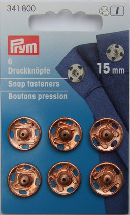 P341800 - Sew-on snap fastener brass 15 mm rose gold
