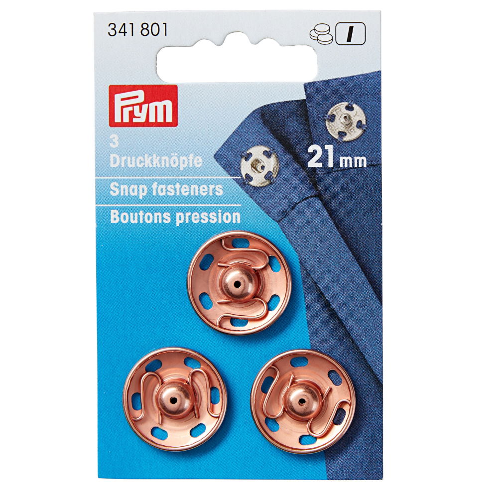 P341801 - Sew-on snap fastener brass 21 mm rose gold