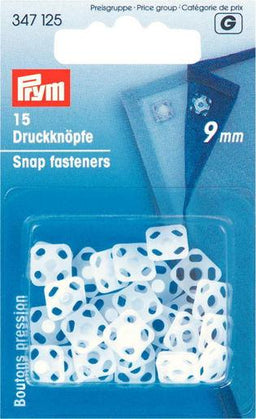 P347125 - Sew-On Snap Fastener plastic white square 9mm x 15pc