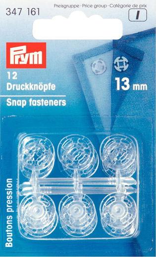 P347161 - Sew-On Snap Fastener plastic transparent round 13mm x 12pc